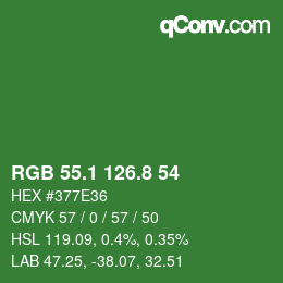 カラーコード: RGB 55.1 126.8 54 | qconv.com