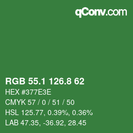 カラーコード: RGB 55.1 126.8 62 | qconv.com