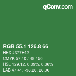 カラーコード: RGB 55.1 126.8 66 | qconv.com
