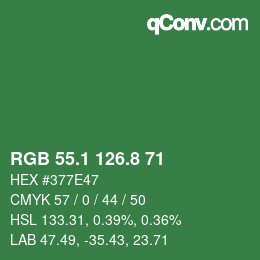 カラーコード: RGB 55.1 126.8 71 | qconv.com