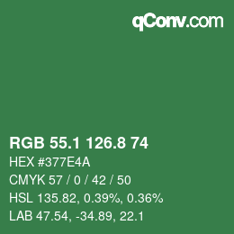 カラーコード: RGB 55.1 126.8 74 | qconv.com