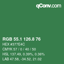 カラーコード: RGB 55.1 126.8 76 | qconv.com