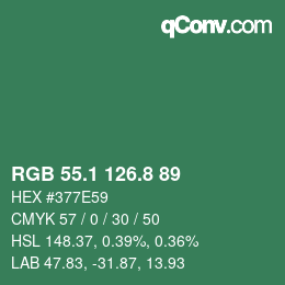 カラーコード: RGB 55.1 126.8 89 | qconv.com