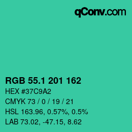 カラーコード: RGB 55.1 201 162 | qconv.com