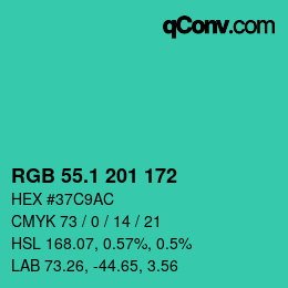 カラーコード: RGB 55.1 201 172 | qconv.com