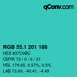 カラーコード: RGB 55.1 201 188 | qconv.com