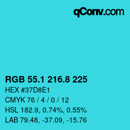 カラーコード: RGB 55.1 216.8 225 | qconv.com