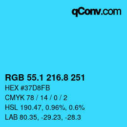カラーコード: RGB 55.1 216.8 251 | qconv.com