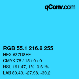 カラーコード: RGB 55.1 216.8 255 | qconv.com
