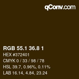 Color code: RGB 55.1 36.8 1 | qconv.com