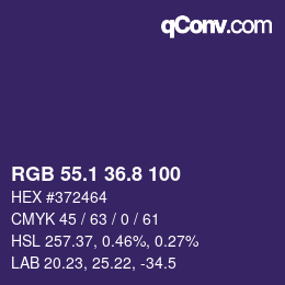 カラーコード: RGB 55.1 36.8 100 | qconv.com