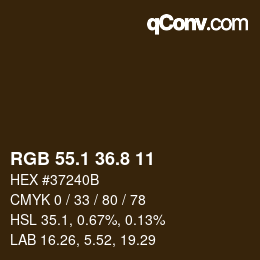 Color code: RGB 55.1 36.8 11 | qconv.com