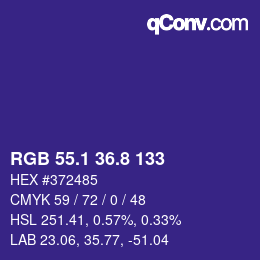 カラーコード: RGB 55.1 36.8 133 | qconv.com