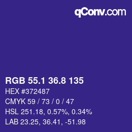 カラーコード: RGB 55.1 36.8 135 | qconv.com