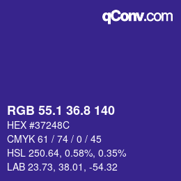 カラーコード: RGB 55.1 36.8 140 | qconv.com