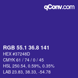 カラーコード: RGB 55.1 36.8 141 | qconv.com