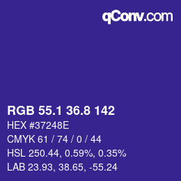 カラーコード: RGB 55.1 36.8 142 | qconv.com
