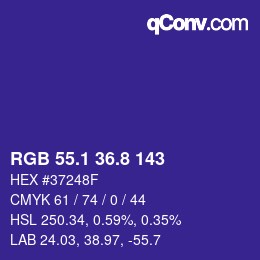 カラーコード: RGB 55.1 36.8 143 | qconv.com
