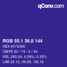 カラーコード: RGB 55.1 36.8 144 | qconv.com