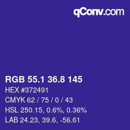 カラーコード: RGB 55.1 36.8 145 | qconv.com