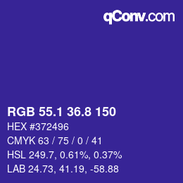 カラーコード: RGB 55.1 36.8 150 | qconv.com