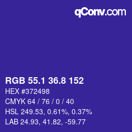 カラーコード: RGB 55.1 36.8 152 | qconv.com