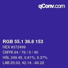 カラーコード: RGB 55.1 36.8 153 | qconv.com