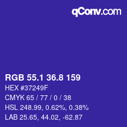 カラーコード: RGB 55.1 36.8 159 | qconv.com