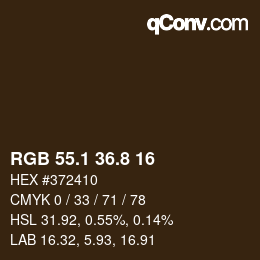 Color code: RGB 55.1 36.8 16 | qconv.com