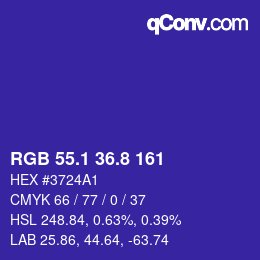 カラーコード: RGB 55.1 36.8 161 | qconv.com