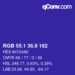 カラーコード: RGB 55.1 36.8 162 | qconv.com