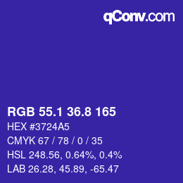 カラーコード: RGB 55.1 36.8 165 | qconv.com