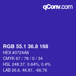カラーコード: RGB 55.1 36.8 168 | qconv.com