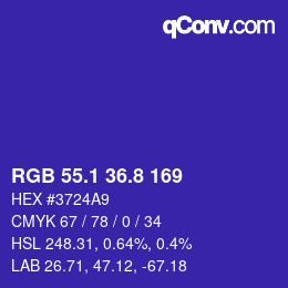 カラーコード: RGB 55.1 36.8 169 | qconv.com