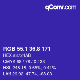 カラーコード: RGB 55.1 36.8 171 | qconv.com