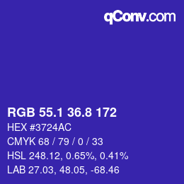 カラーコード: RGB 55.1 36.8 172 | qconv.com