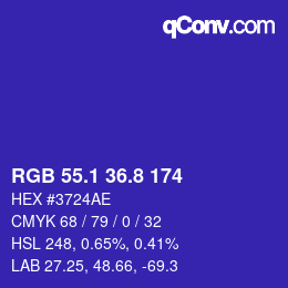カラーコード: RGB 55.1 36.8 174 | qconv.com