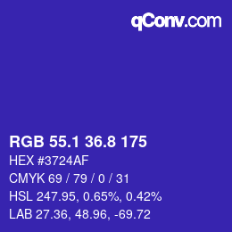 カラーコード: RGB 55.1 36.8 175 | qconv.com