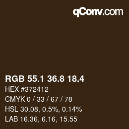 カラーコード: RGB 55.1 36.8 18.4 | qconv.com