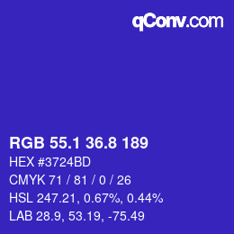 カラーコード: RGB 55.1 36.8 189 | qconv.com