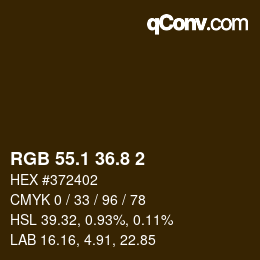 Color code: RGB 55.1 36.8 2 | qconv.com