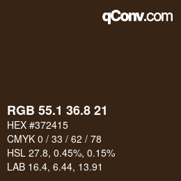Color code: RGB 55.1 36.8 21 | qconv.com