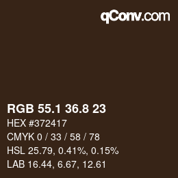 Color code: RGB 55.1 36.8 23 | qconv.com
