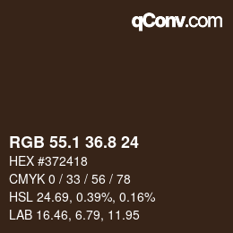 Color code: RGB 55.1 36.8 24 | qconv.com