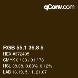 カラーコード: RGB 55.1 36.8 5 | qconv.com