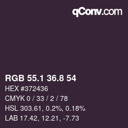 Color code: RGB 55.1 36.8 54 | qconv.com