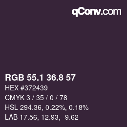 カラーコード: RGB 55.1 36.8 57 | qconv.com