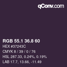 カラーコード: RGB 55.1 36.8 60 | qconv.com