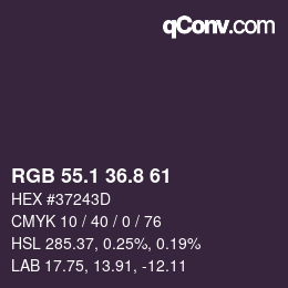 カラーコード: RGB 55.1 36.8 61 | qconv.com