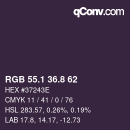 カラーコード: RGB 55.1 36.8 62 | qconv.com